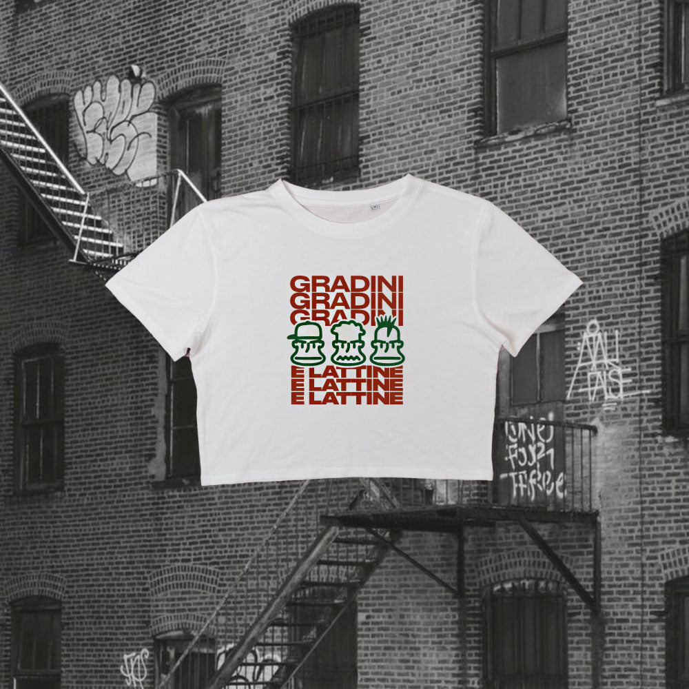 T-Shirt Crop Donna - Gradini e Lattine